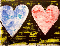 Two Hearts At Sunset, By Artist Jim Dine